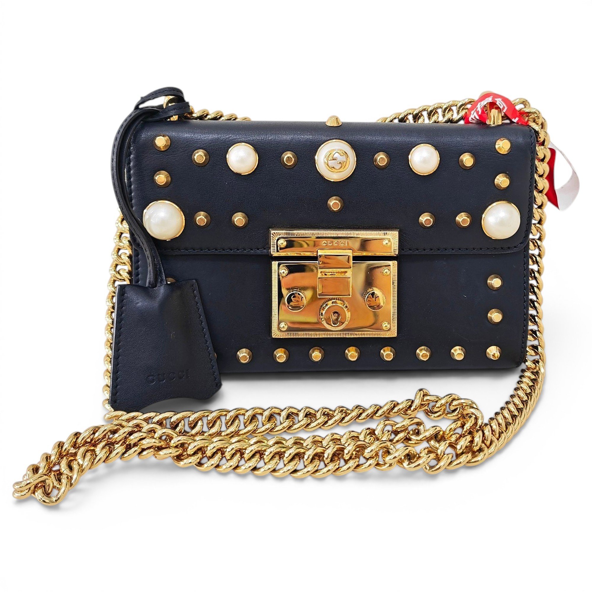 Padlock leather crossbody bag