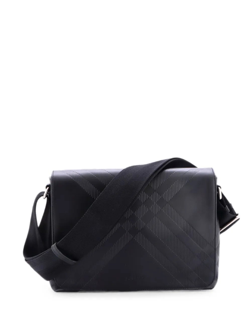 Full Flap Messenger Bag Check Embossed Leather Medium crossbody bag