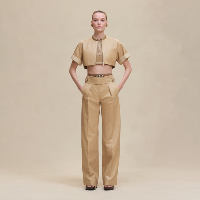 Beige Kraft Zipped Top