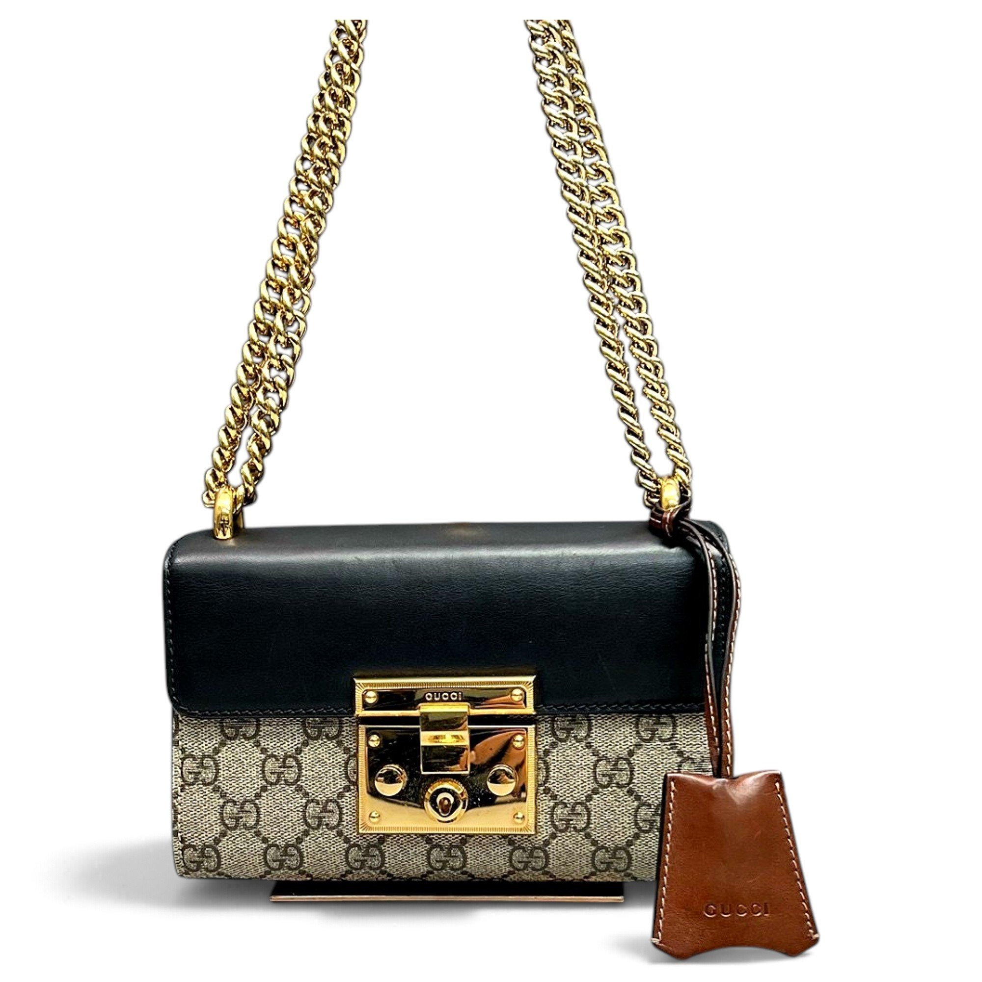 Padlock leather handbag