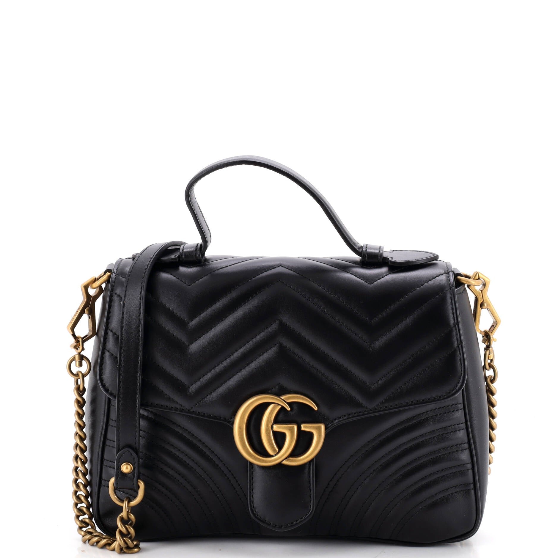 GG Marmont Top Handle Flap Bag Matelasse Leather Small
