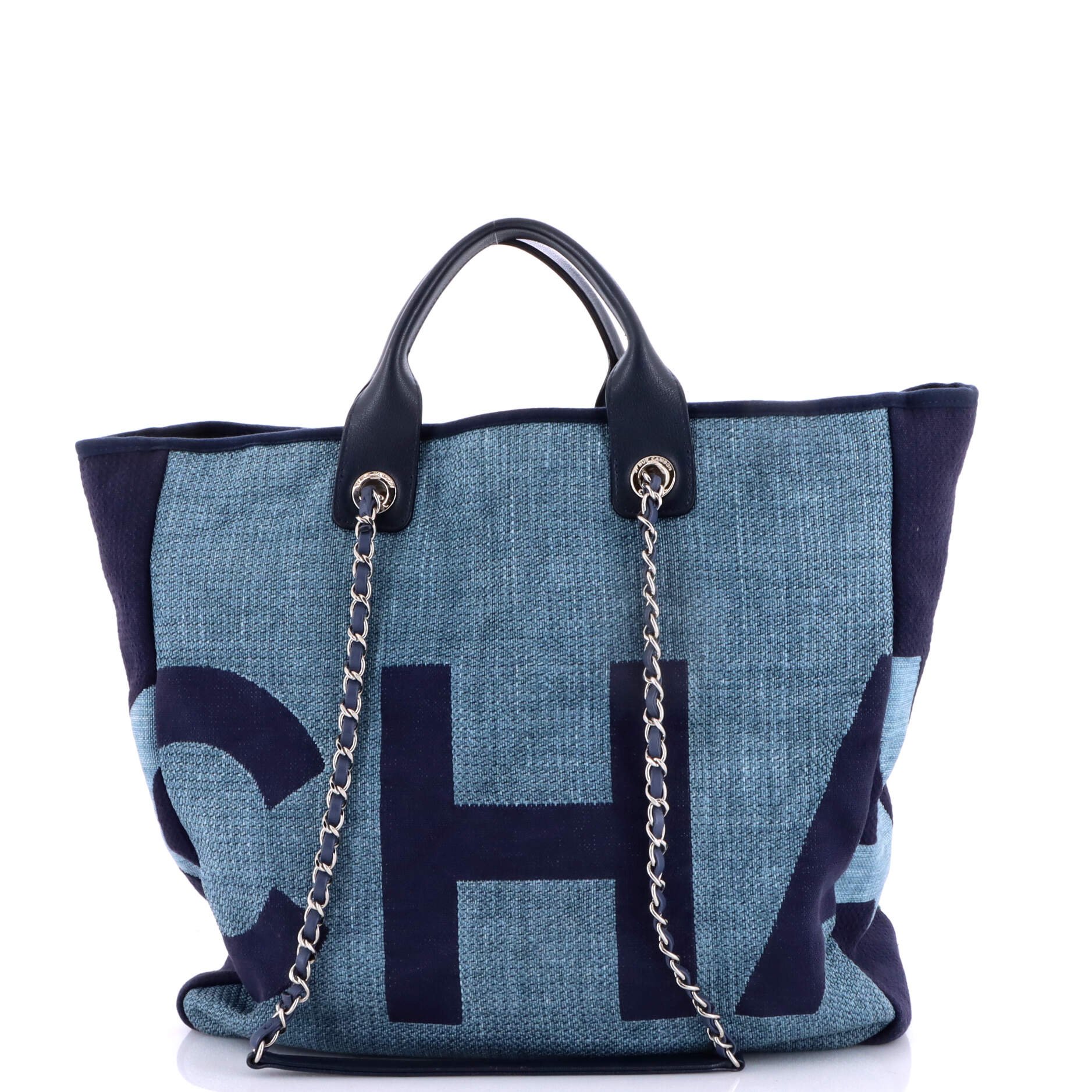 Deauville Logo Shopping Tote Printed Raffia Large