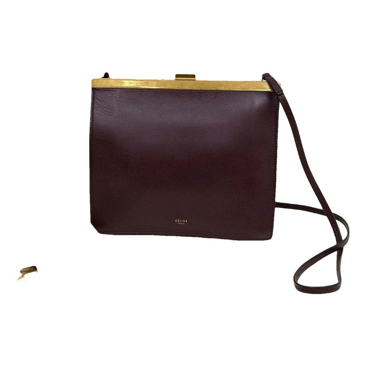 Clasp leather handbag