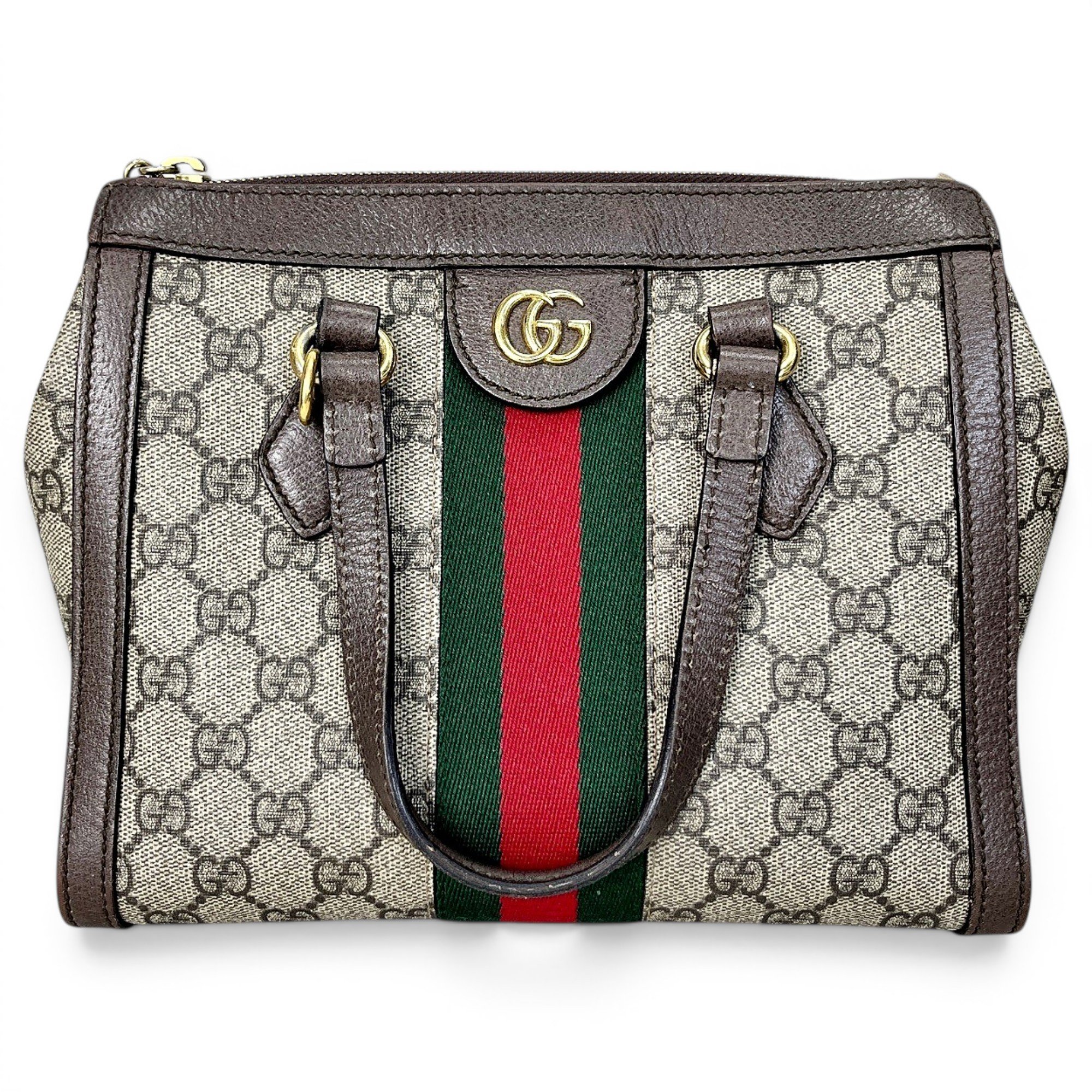 Ophidia Top Handle leather handbag