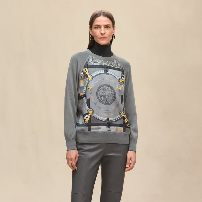 Gris Ténorite "Coloriages De Jour" Long-sleeve Twillaine Sweater