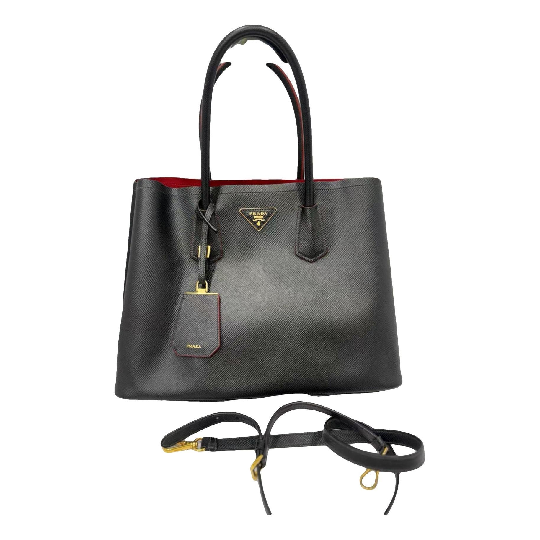 Double leather handbag