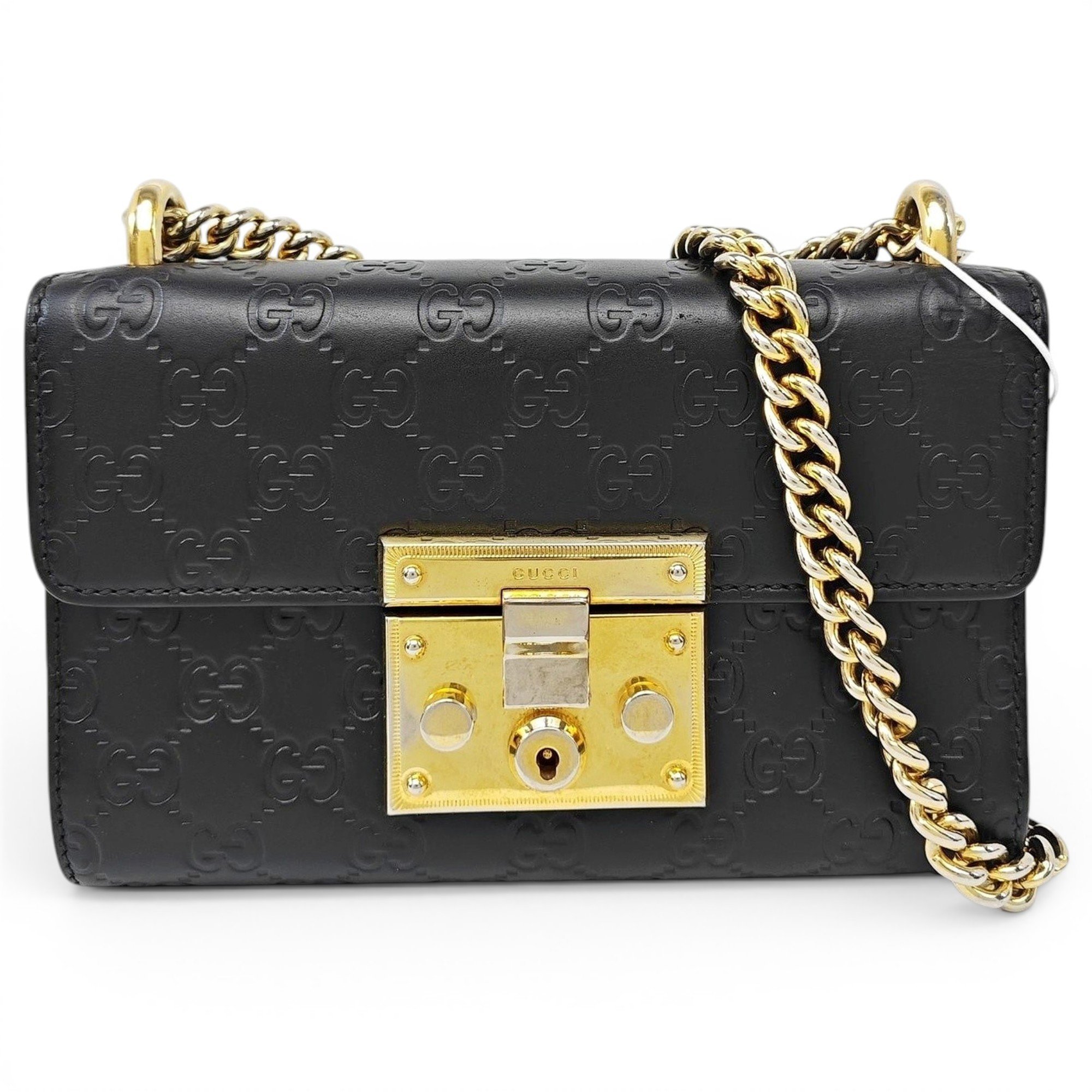 Padlock leather handbag