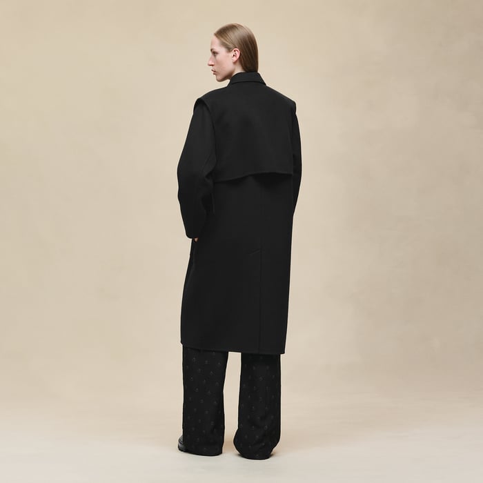 Noir Long Storm Flap Coat