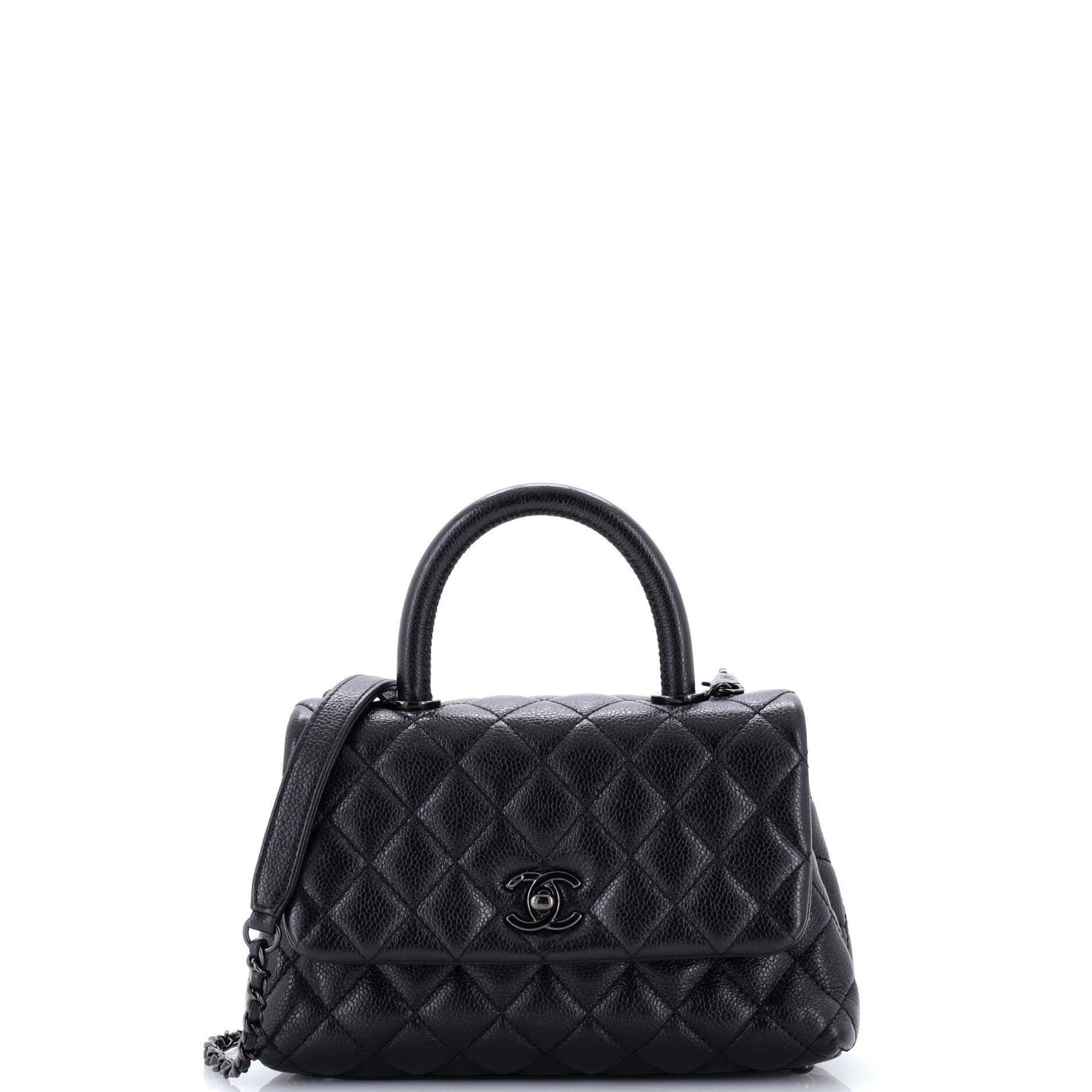So Black Coco Top Handle Bag Quilted Caviar Mini