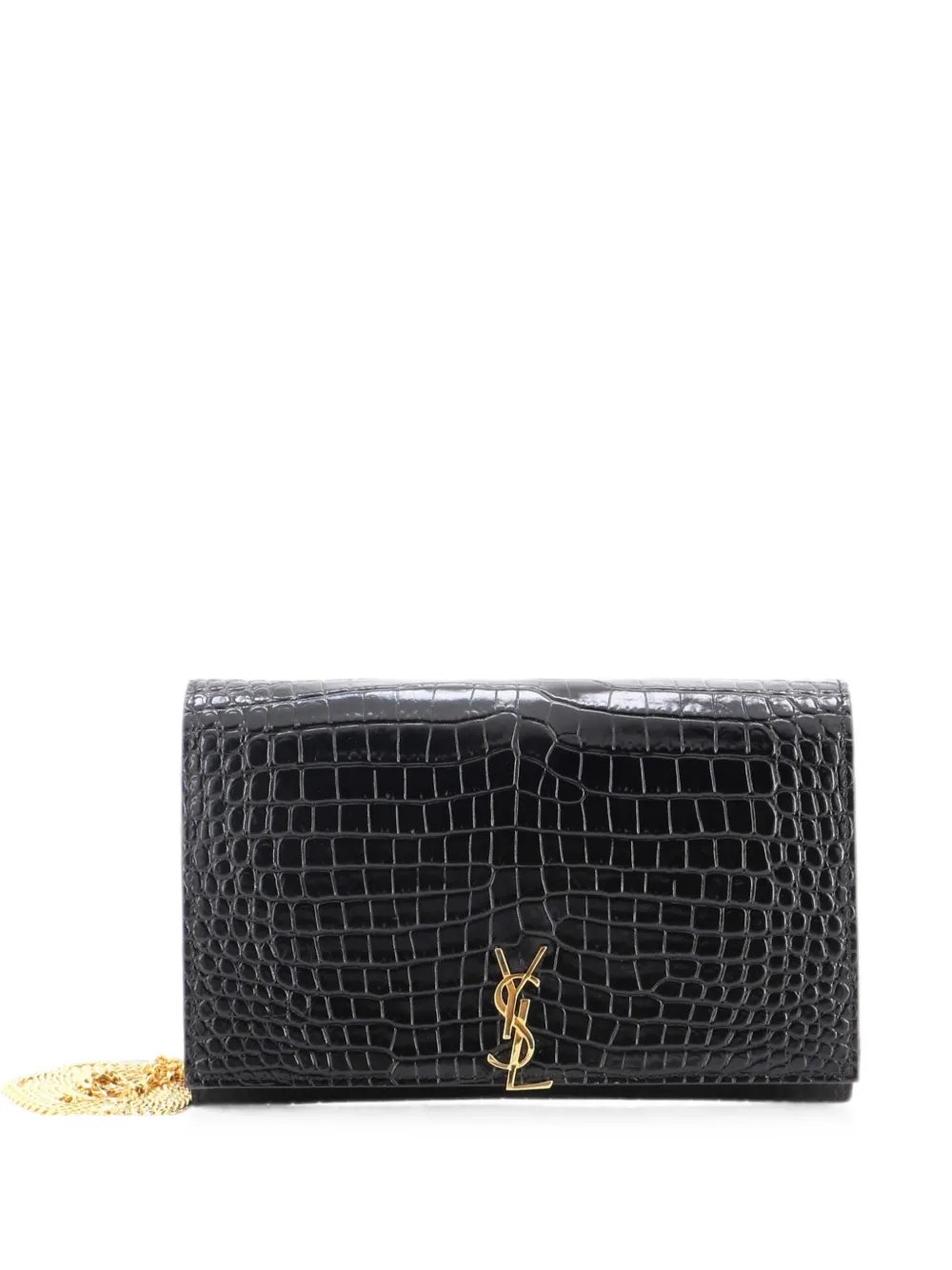 Classic Monogram Flap Chain Wallet Crocodile Embossed Leather clutch bag
