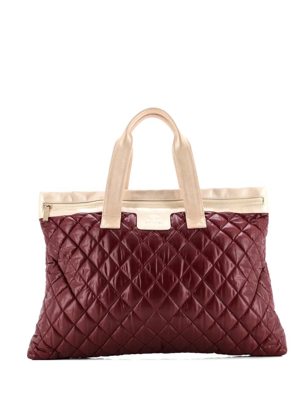 Coco Cocoon Flat Quilted Nylon with Leather Large tote bag