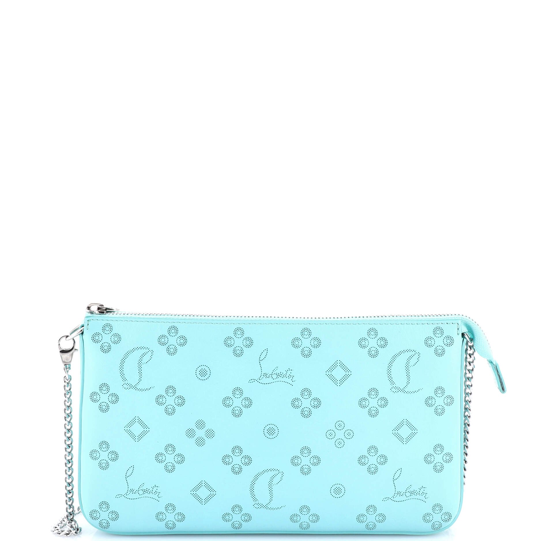 Christian Louboutin Loubila Chain Clutch Perforated Leather