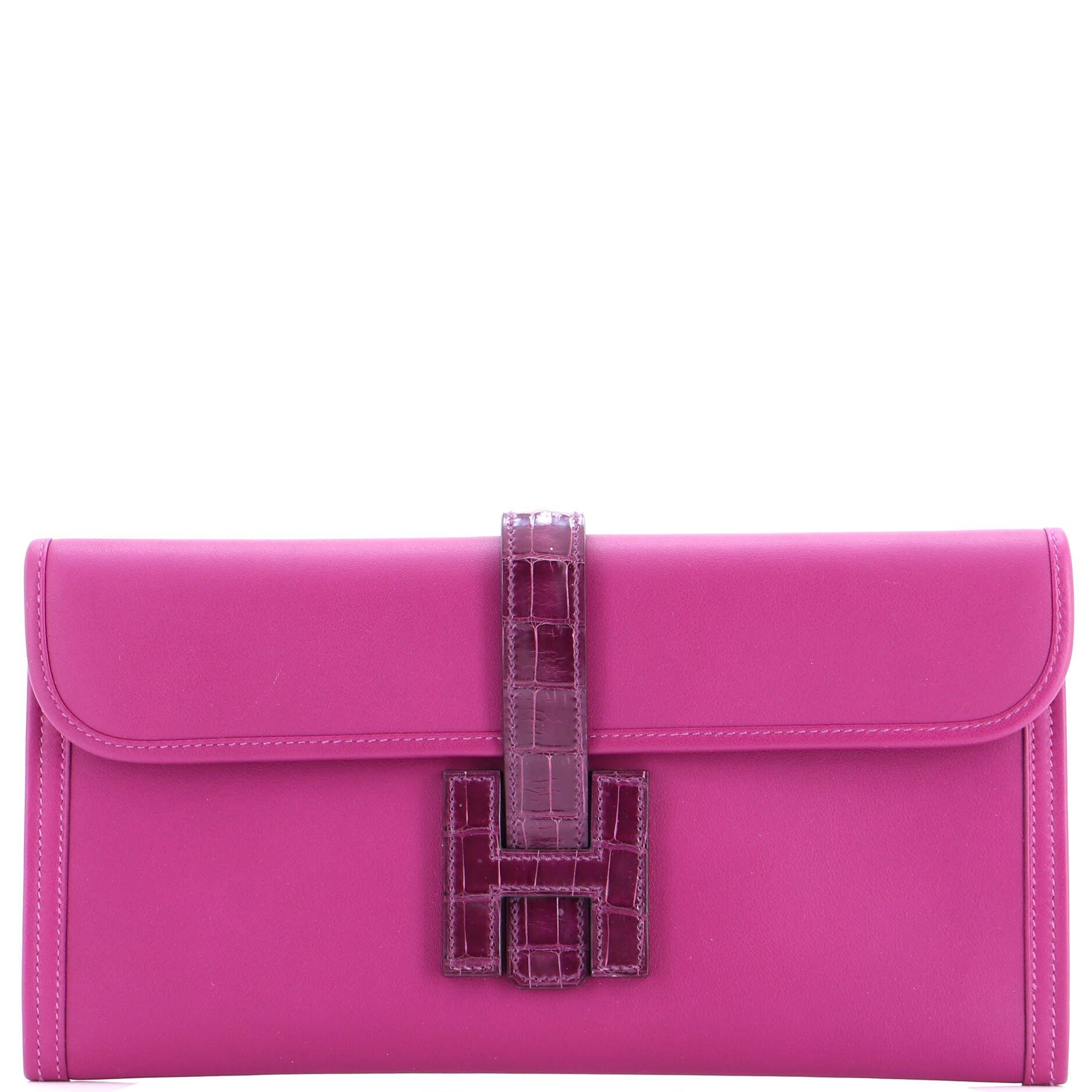Hermes Jige Elan Touch Clutch Swift with Alligator 29