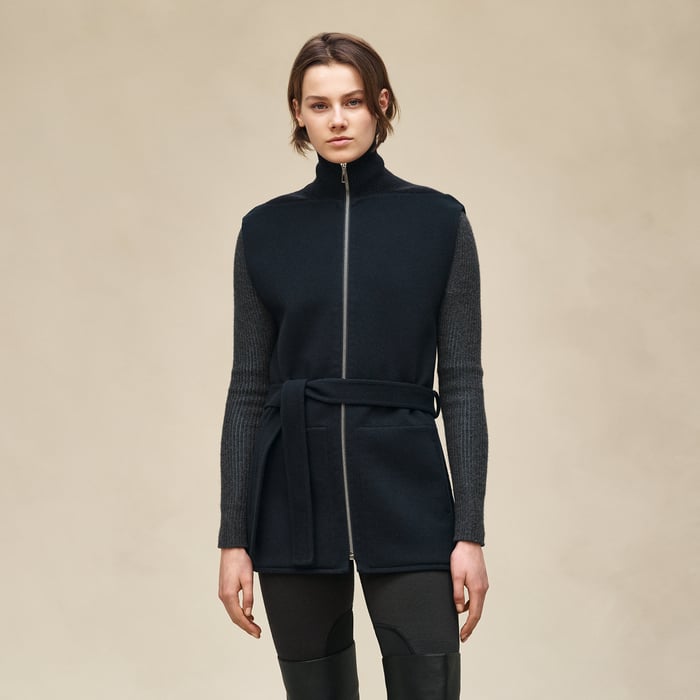 Bleu Noir Cashmere Straight Vest
