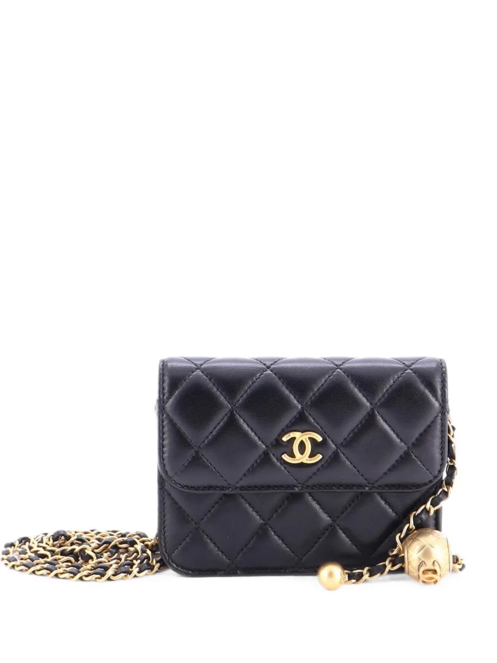 Pearl Crush Flap Clutch with Chain Quilted Lambskin Mini crossbody bag