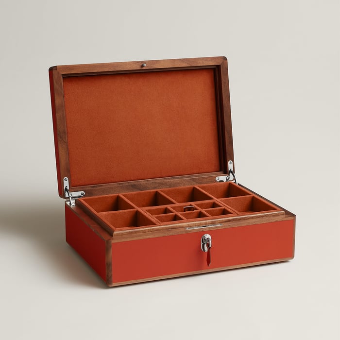 Terre Battue Amalthee H Rond Watch and Cufflink Box, Large Model