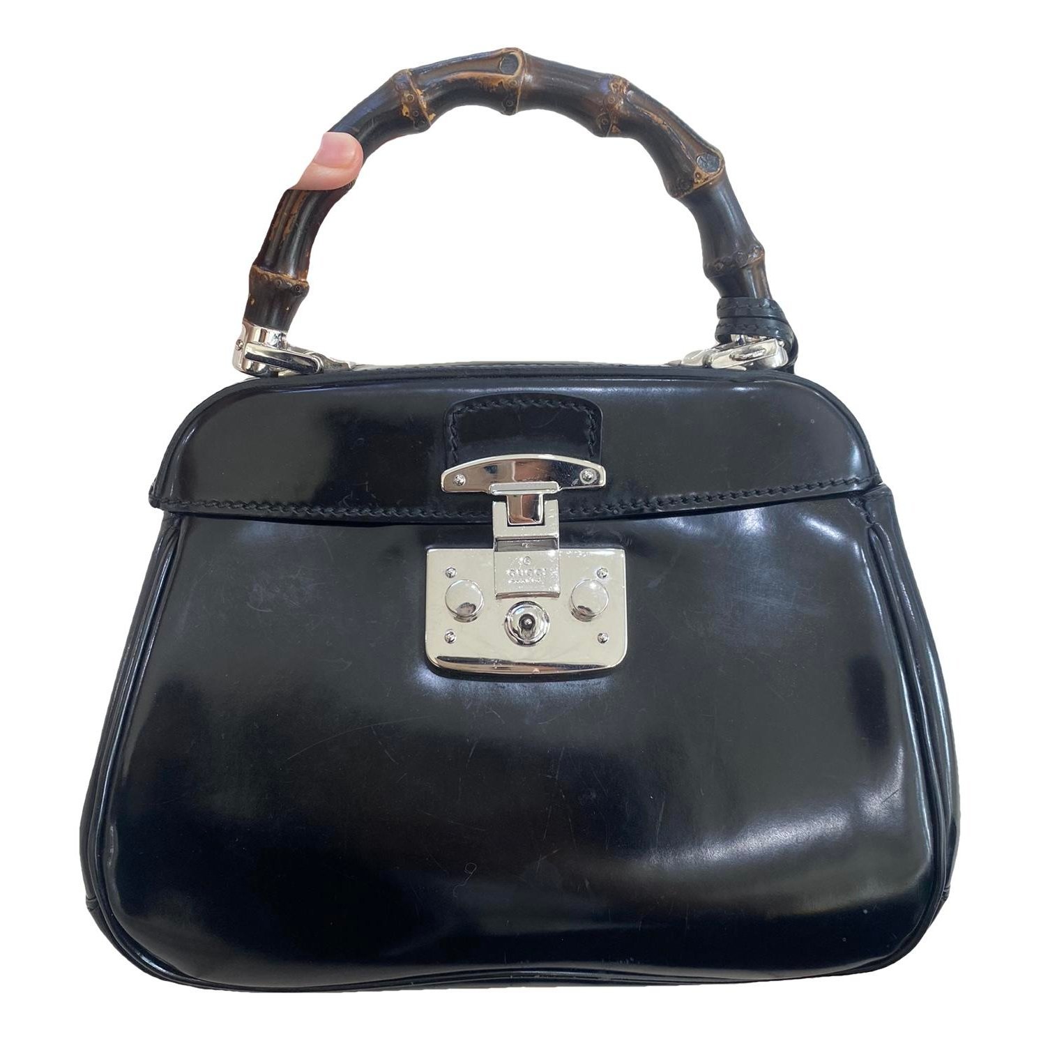 Convertible Bamboo Top Handle leather handbag