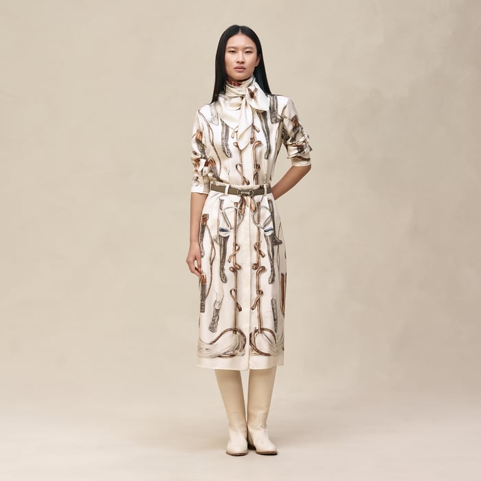 Beige Parchemin "A Propos De Bottes" Buttoned Skirt