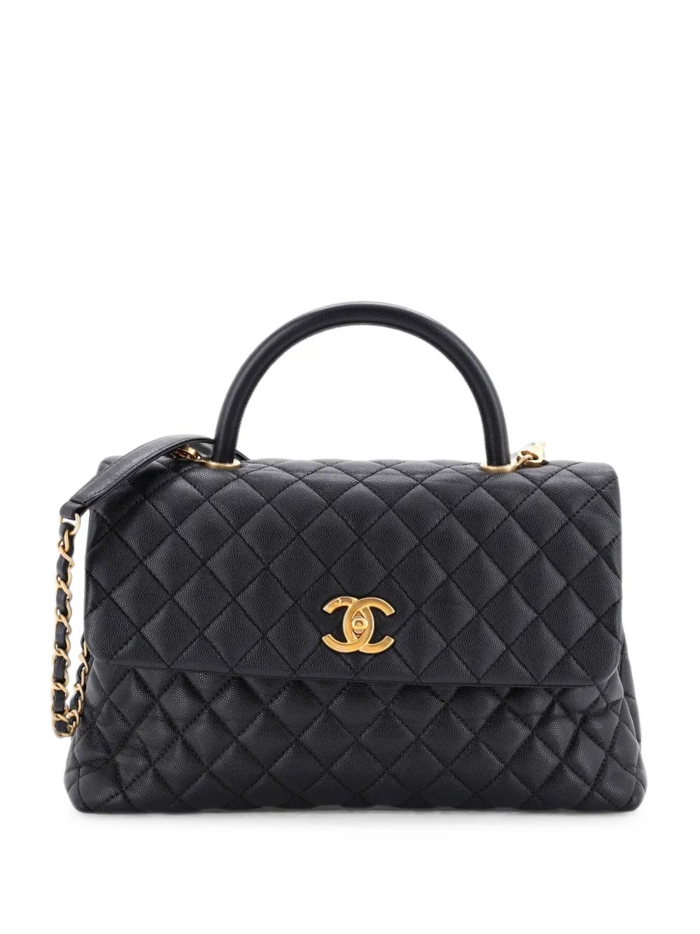 Coco Top Handle Bag Quilted Caviar Medium satchel