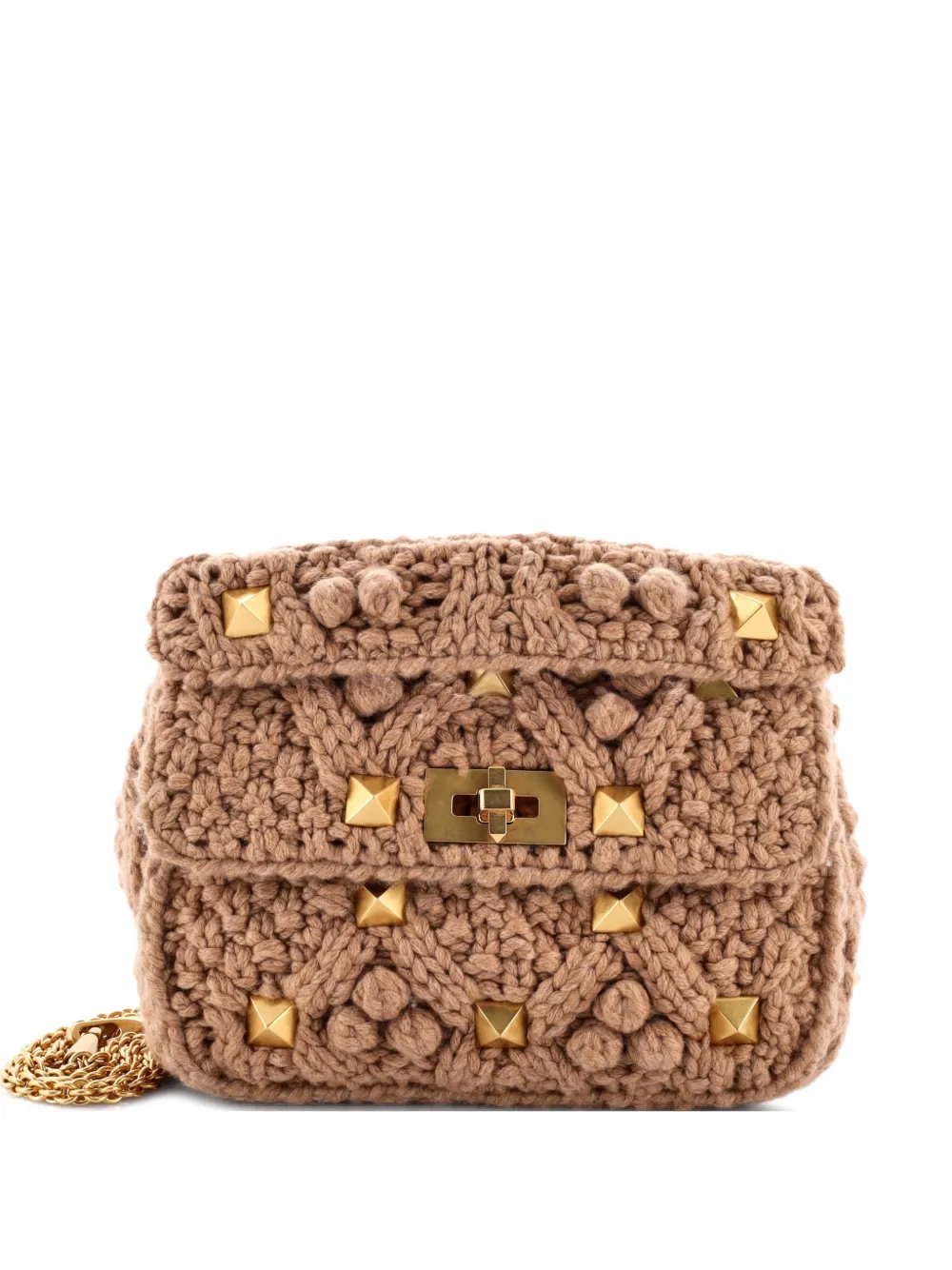 Roman Stud Flap Bag Quilted Knit Medium shoulder bag
