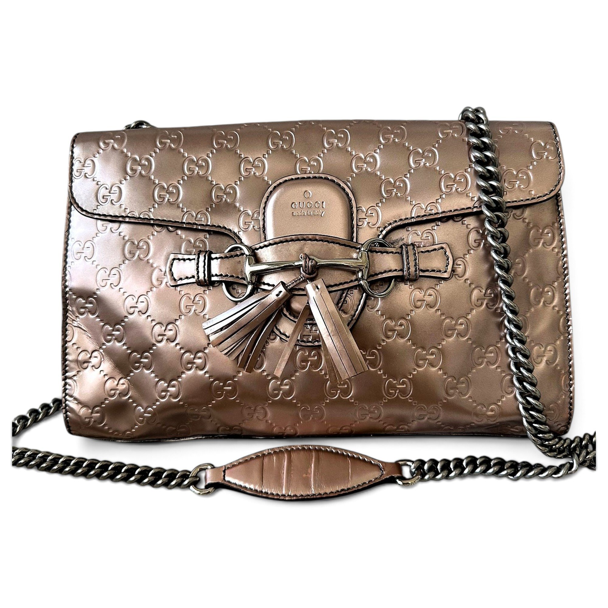 Horsebit Chain patent leather crossbody bag