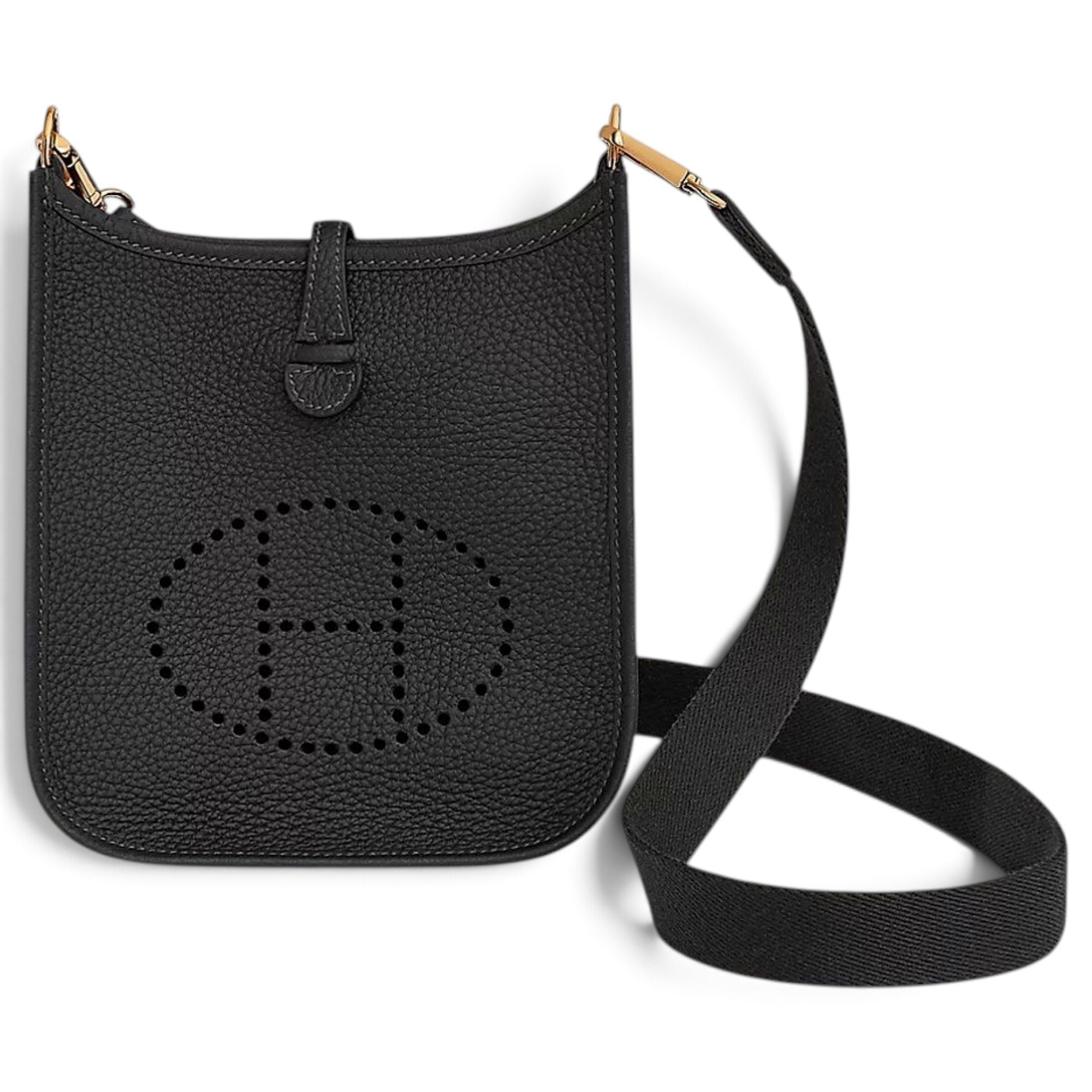 Hermes Evelyne Handbag Noir Clemence Leather