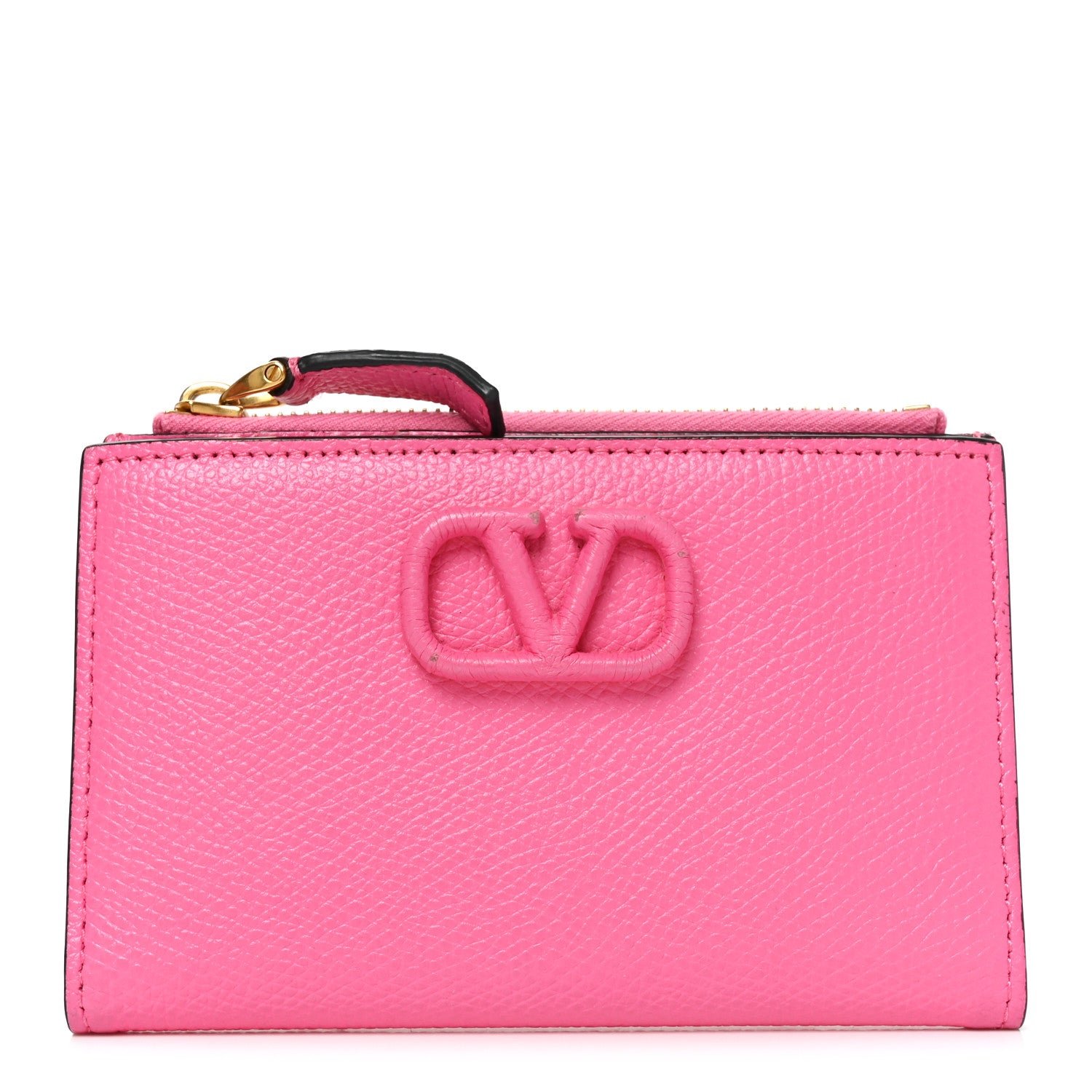 Valentino Garavani Calfskin Vlogo Zip Wallet Feminine Pink