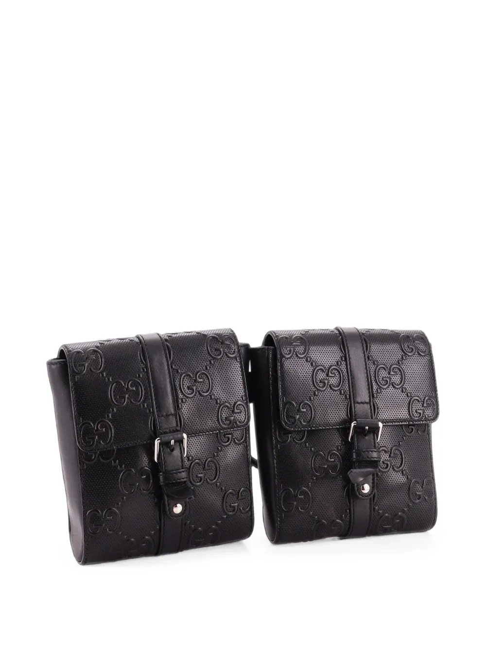 Double GG Embossed Perforated Leather belt bag
