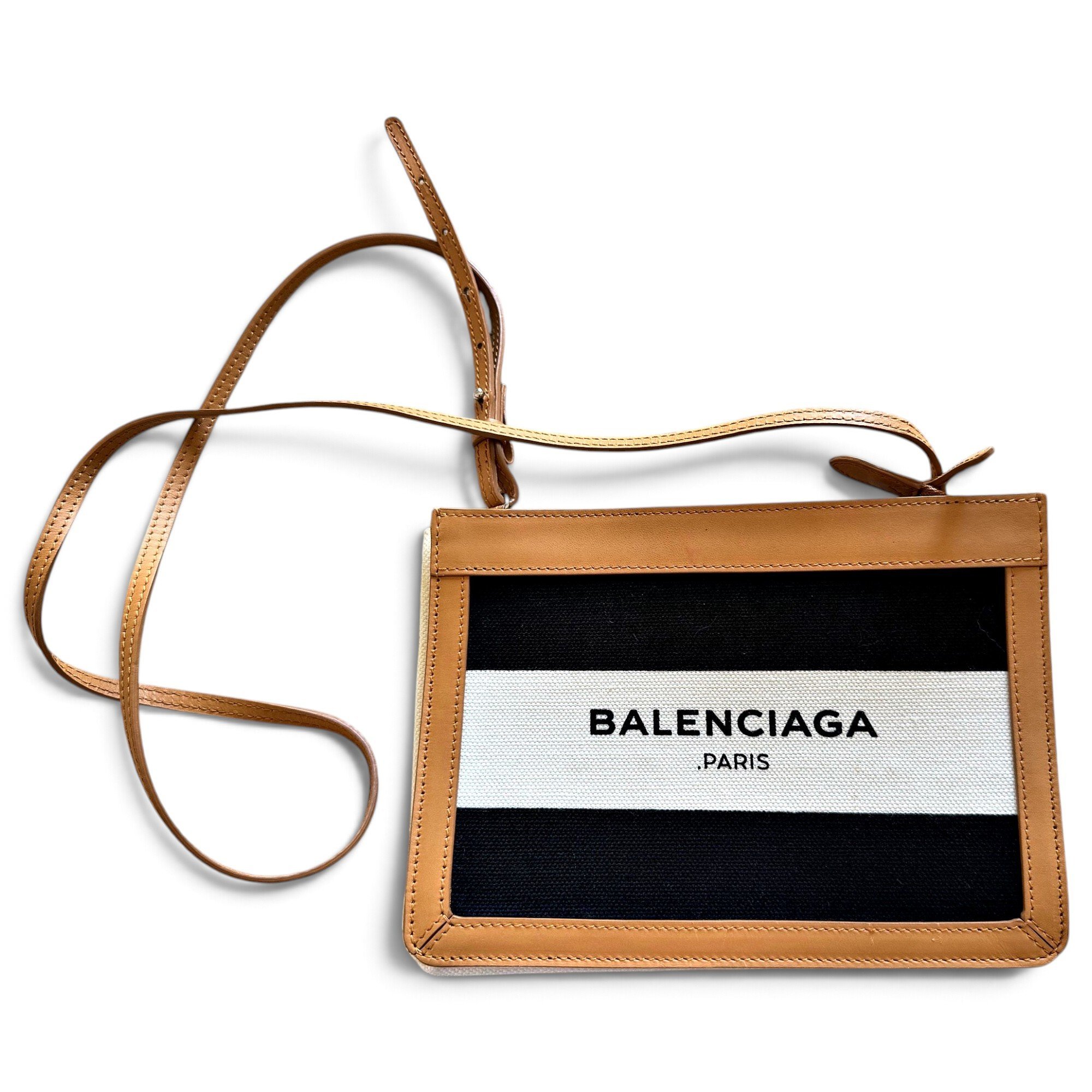 Navy cabas leather crossbody bag