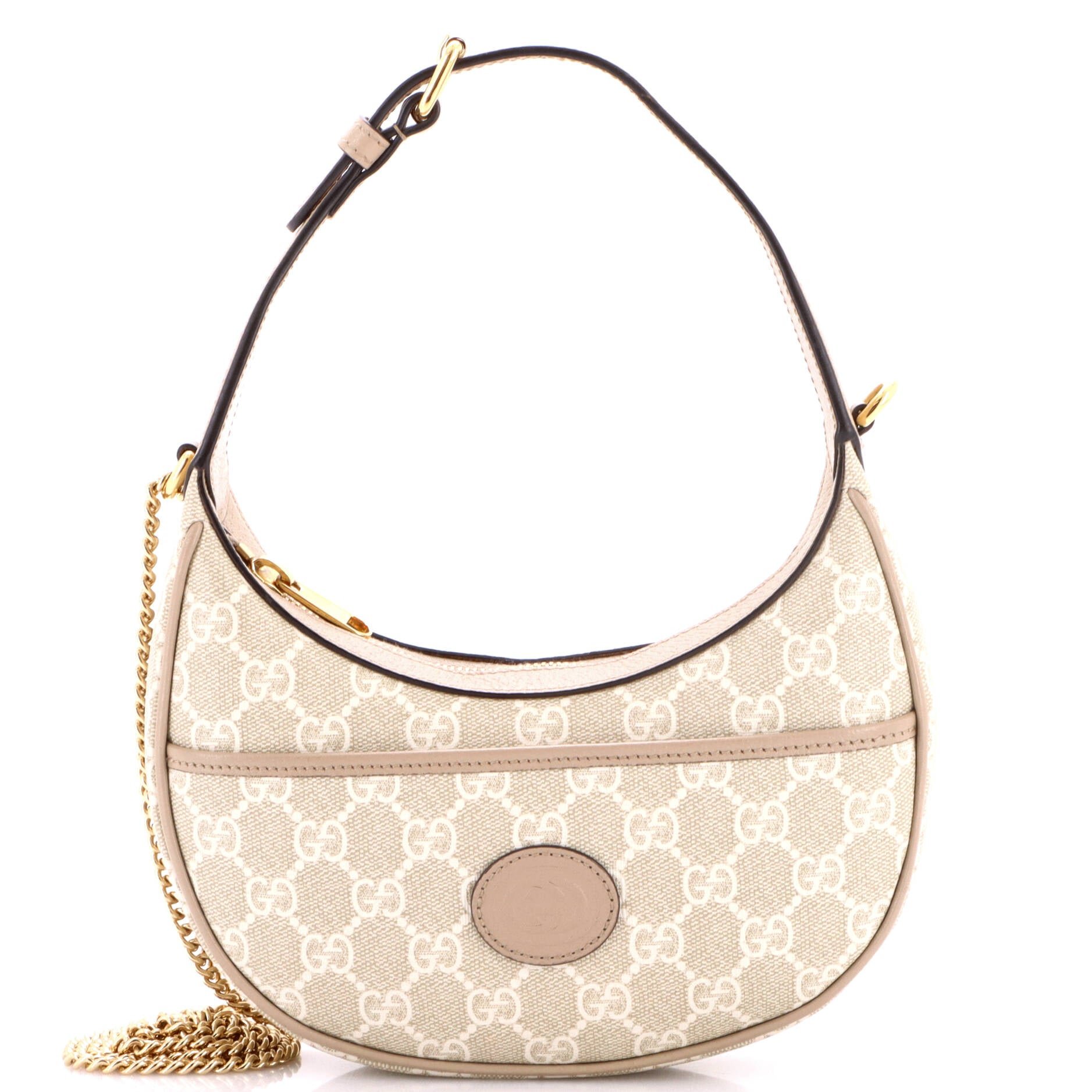 Interlocking G Patch Half Moon Hobo GG Coated Canvas Mini