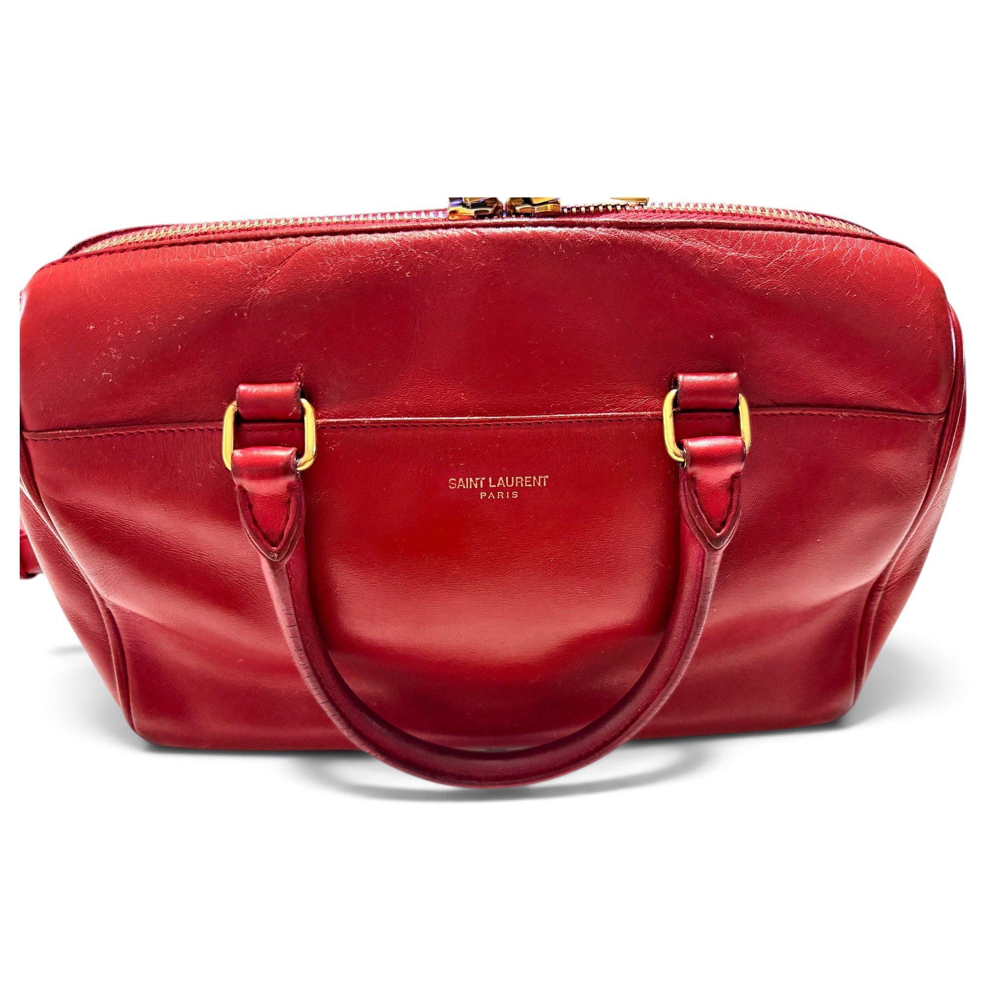 Duffle leather handbag