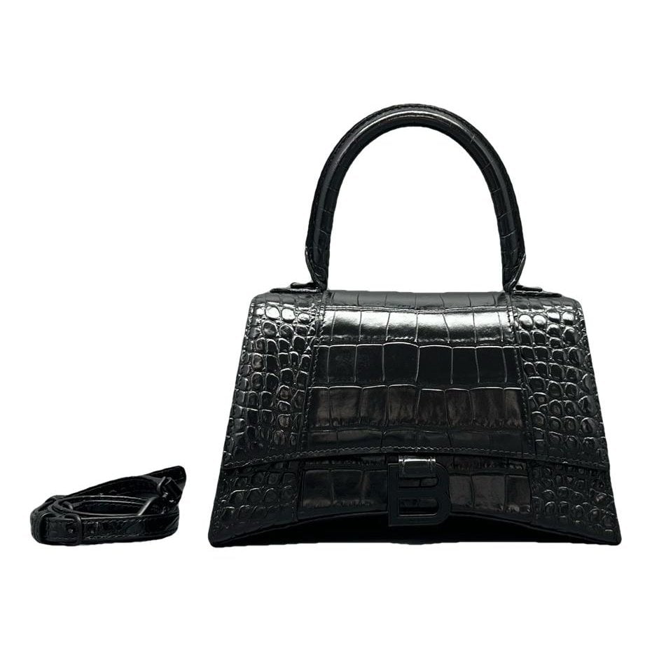Hourglass leather handbag