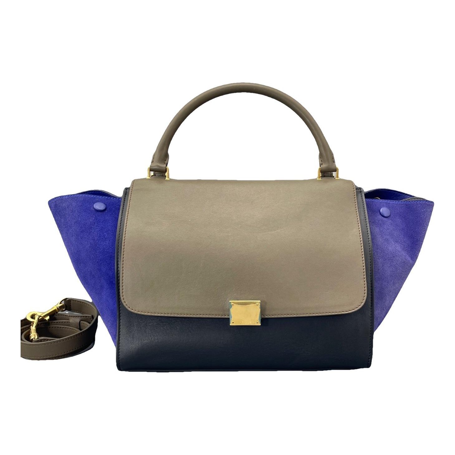 Trapèze leather handbag