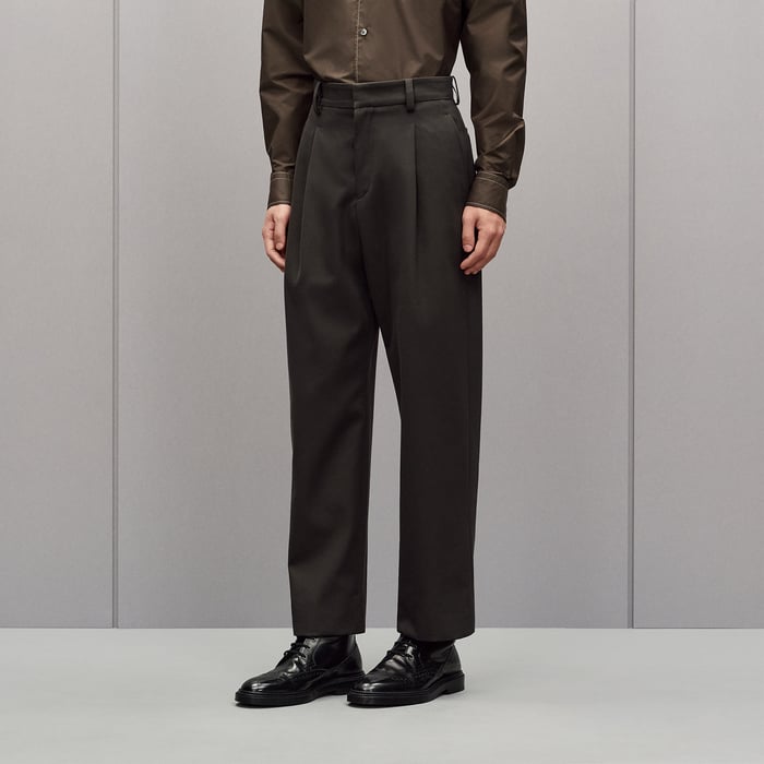 Kaki Pleated Palerme Pants