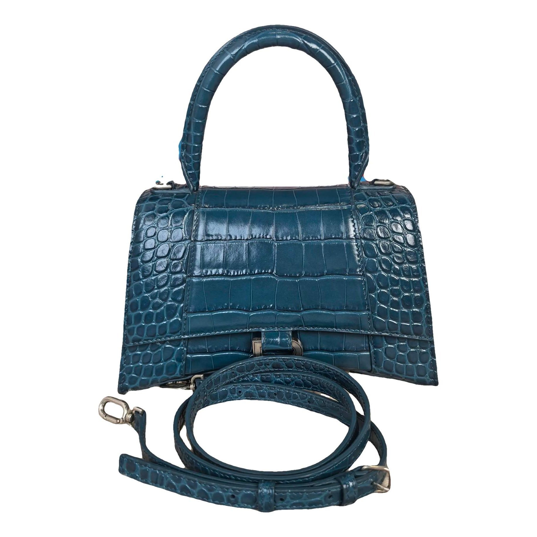 Hourglass leather handbag