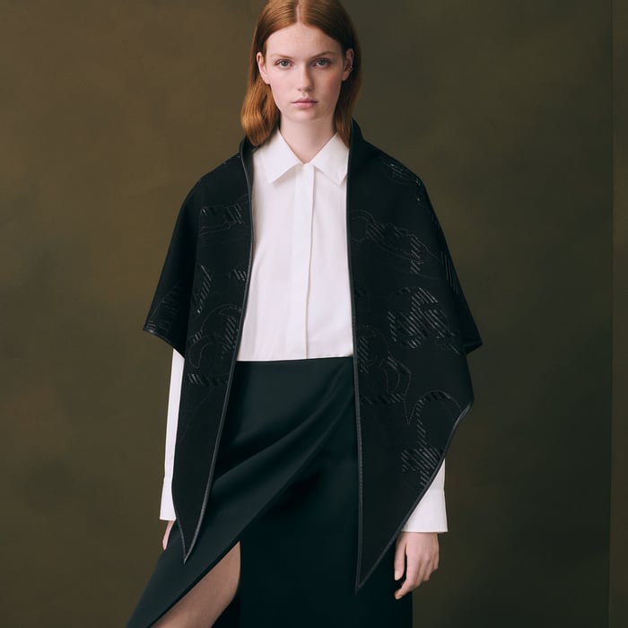 Noir Exceptional Embroidered Triangle Scarf