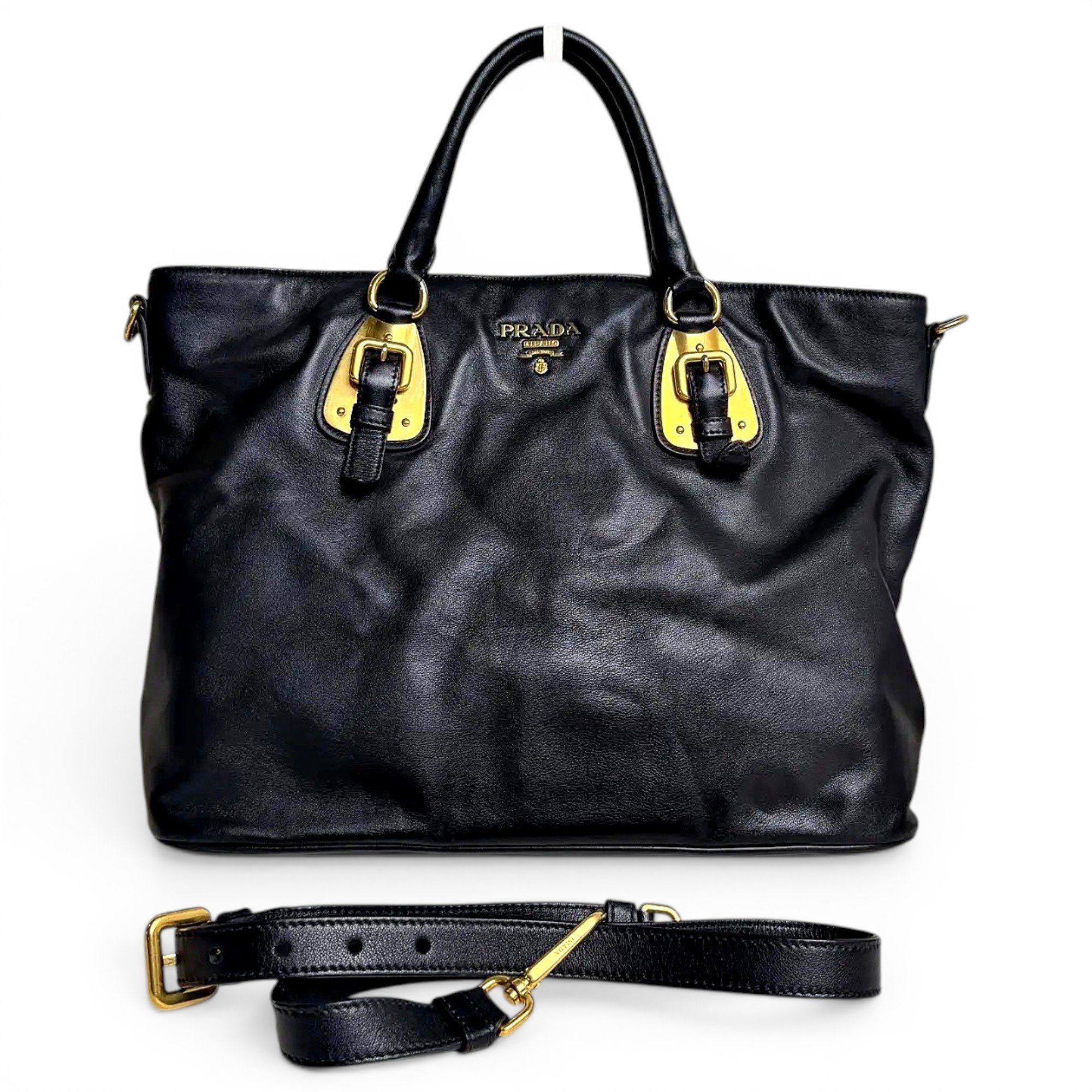 Buckle leather crossbody bag