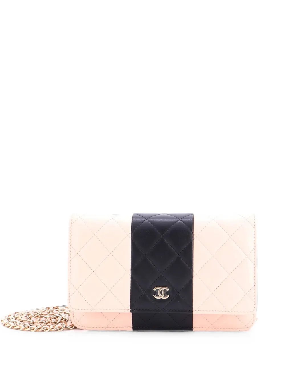 Bicolor Two Tone Wallet on Chain Quilted Lambskin crossbody bag