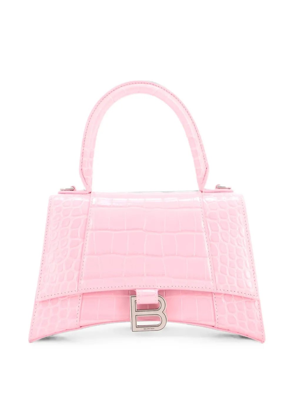 Hourglass Top Handle Bag Crocodile Embossed Leather Small crossbody bag