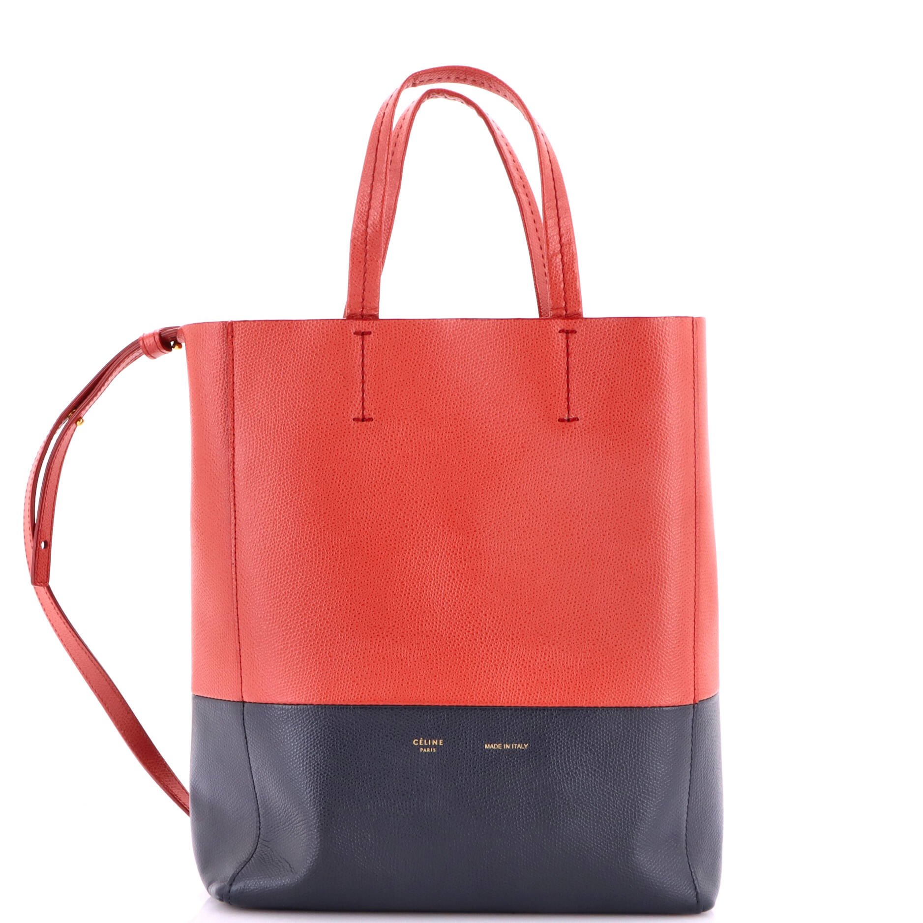 Vertical Bi-Cabas Tote Grained Calfskin Small