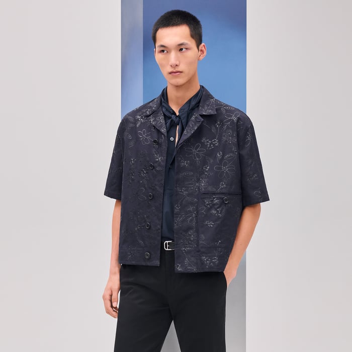 Marine "Fleurs Technique" Short-sleeve Overshirt