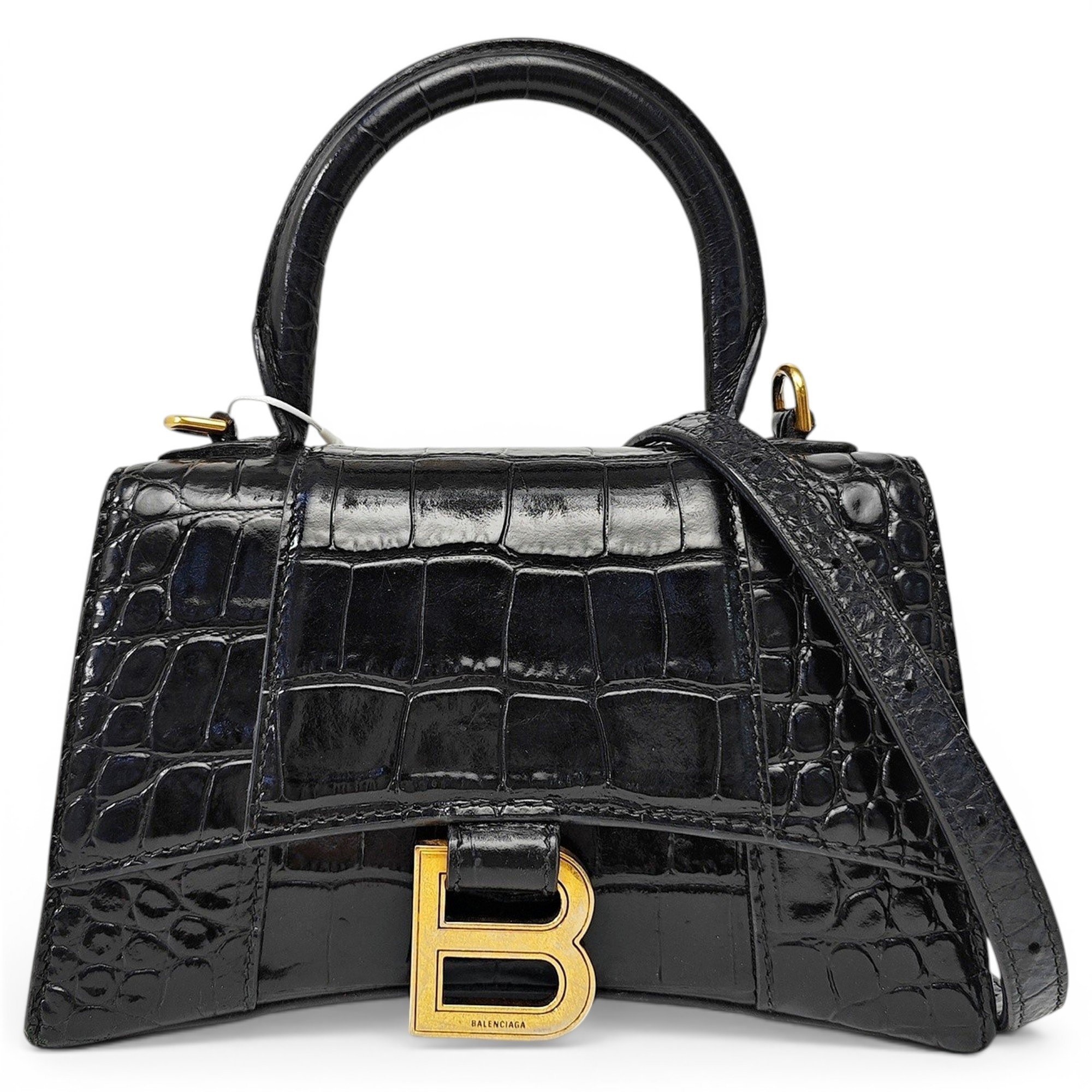 Hourglass leather handbag