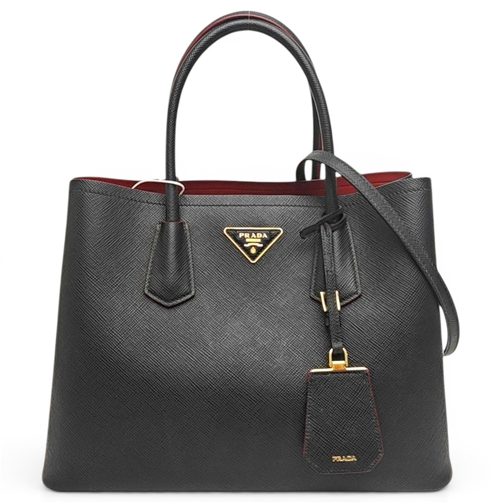 Double leather handbag