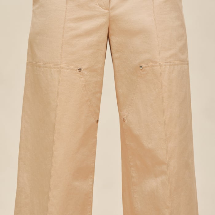 Beige Cajou Low Rise Pants