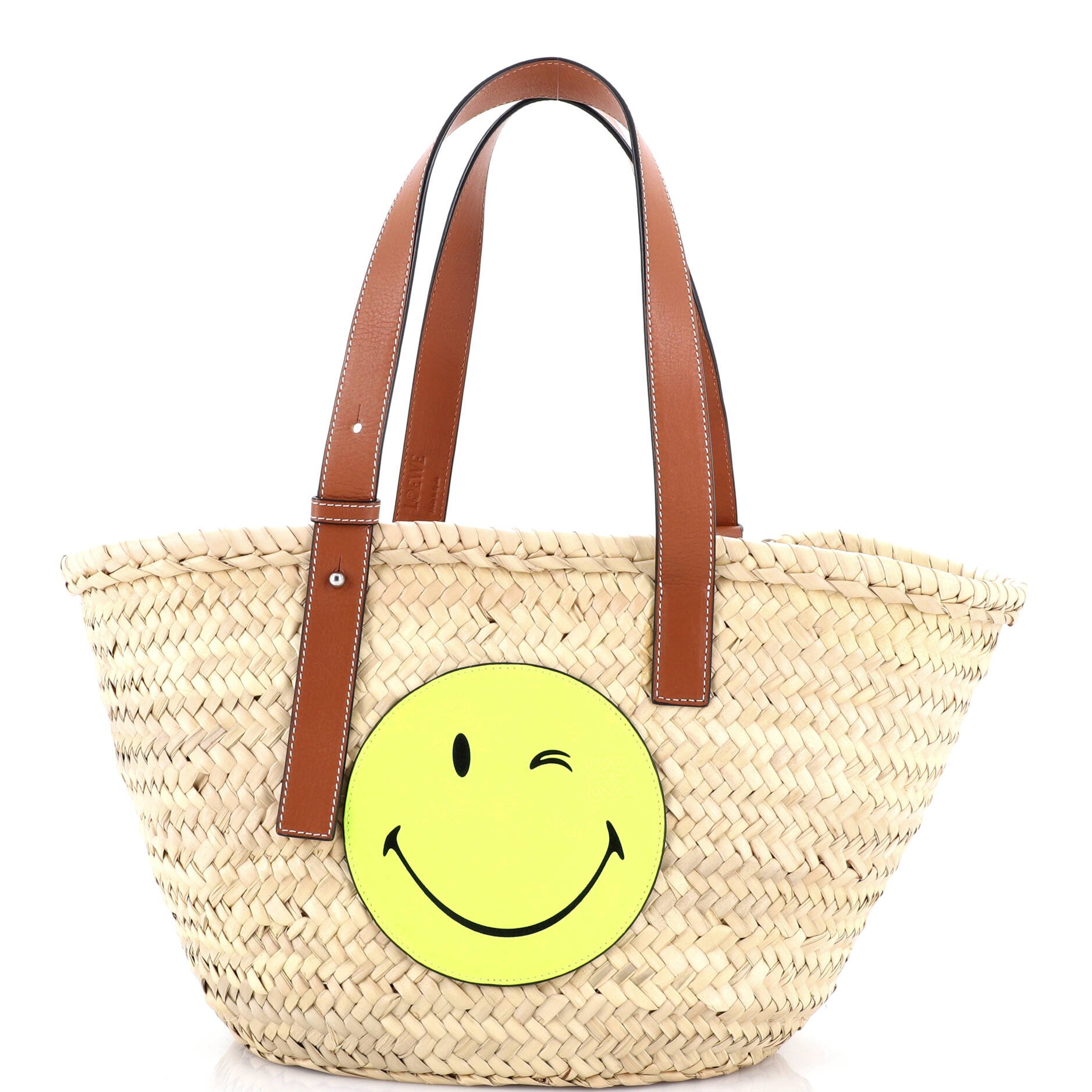 Loewe Basket Tote Woven Raffia with Applique Medium