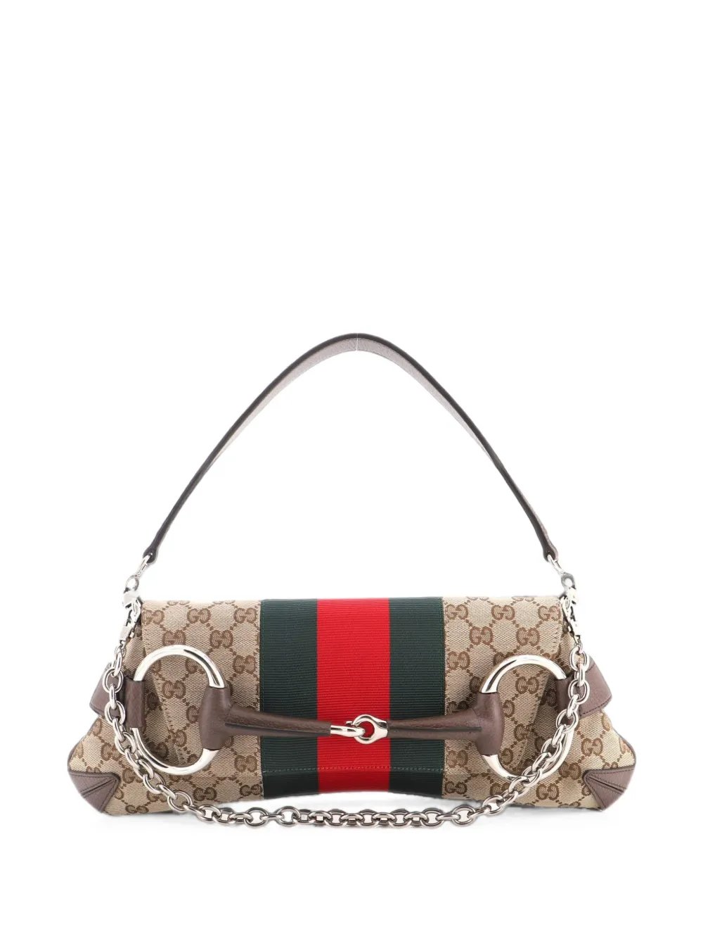 Horsebit NM Web Chain Clutch GG Canvas Medium shoulder bag