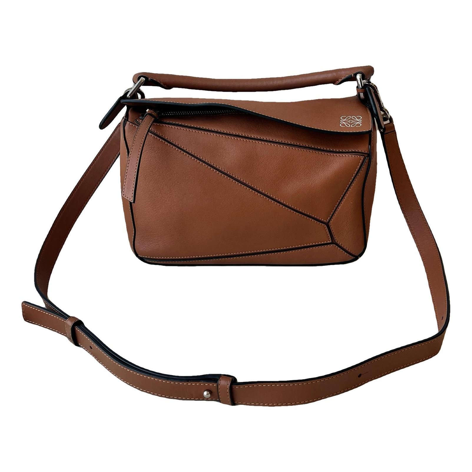 Puzzle leather handbag