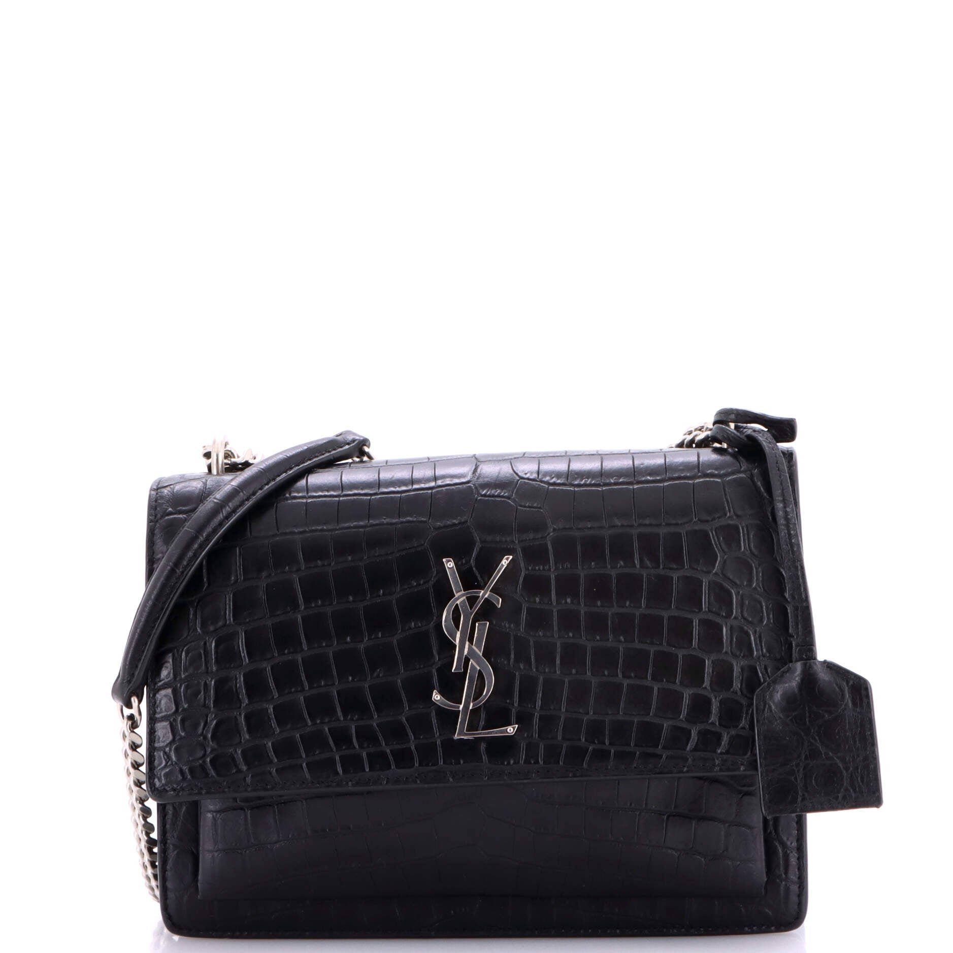 Sunset Crossbody Bag Crocodile Embossed Leather Medium