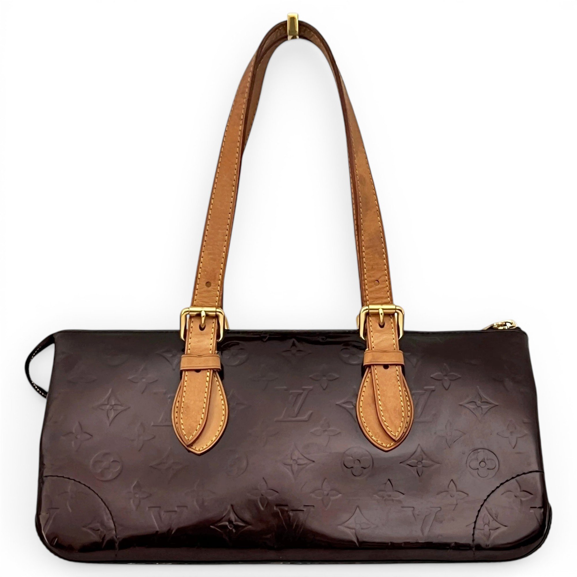 Rosewood patent leather handbag