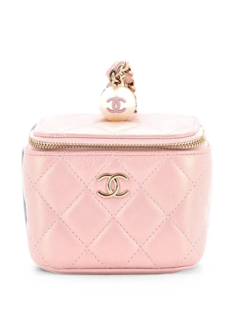 Classic Pearl Vanity Case with Chain Quilted Caviar Mini clutch bag